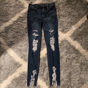 Distressed high waisted skinny jeans